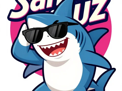 Cool Shark Character with Sunglasses and Santa Cruz Text