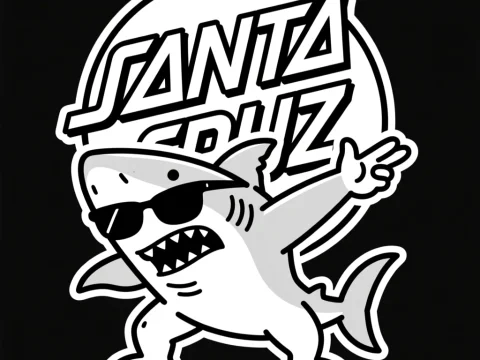 Cool Shark Dabbing with Sunglasses Santa Cruz Logo