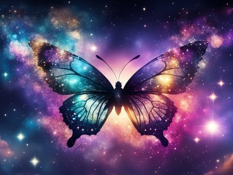 Cosmic Butterfly in a Vibrant Galaxy