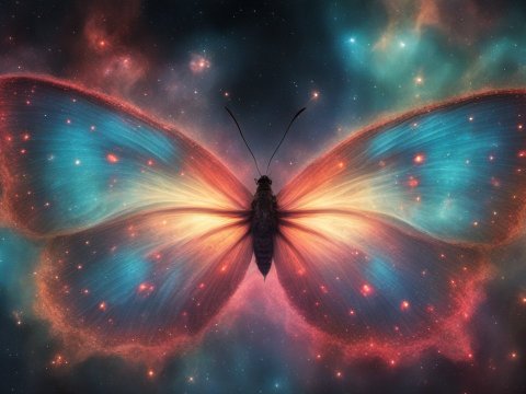 Cosmic Butterfly Nebula in Vibrant Colors
