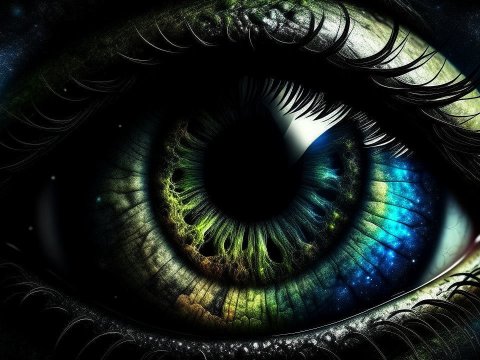 Cosmic Eye with Galaxy and Space Elements