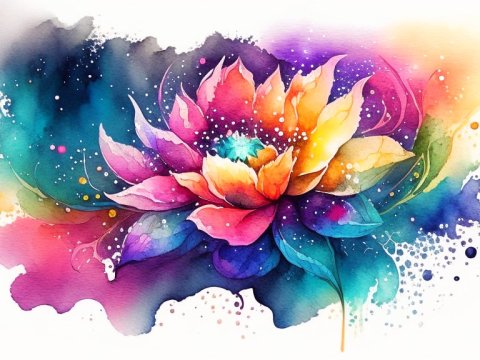 Cosmic Flower in Vibrant Watercolor