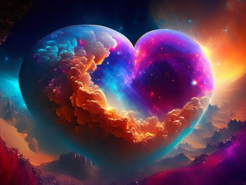 Cosmic Heart Nebula in Vibrant Space