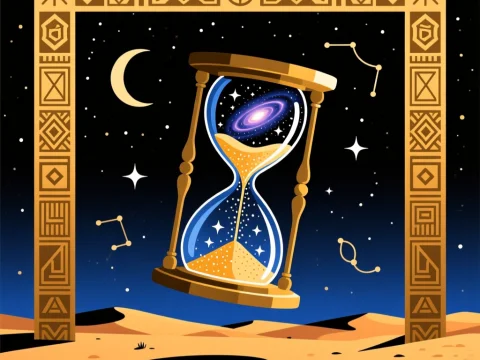 Cosmic Hourglass in Desert Nightscape