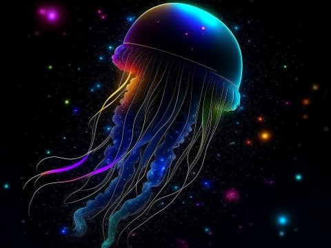 Cosmic Jellyfish in Vibrant Neon Colors