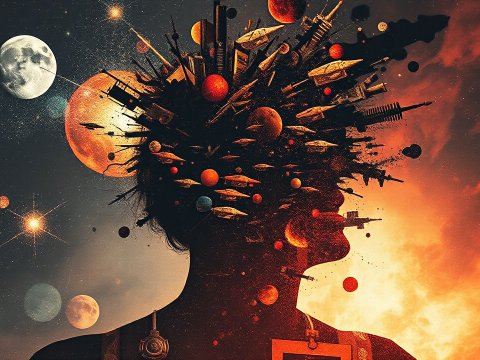 Cosmic Mindscape Double Exposure Collage