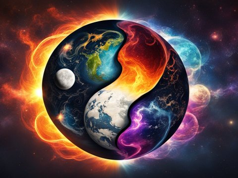 Cosmic Yin Yang Earth with Fiery and Icy Elements