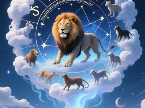 Cosmic Zodiac Animals in a Celestial Sky