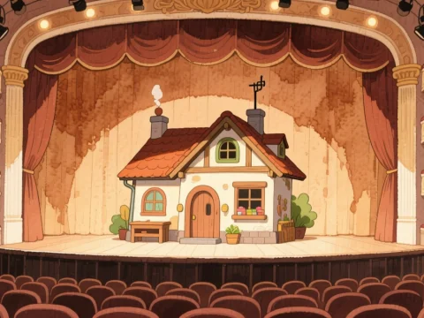 Cozy Cottage on Theater Stage