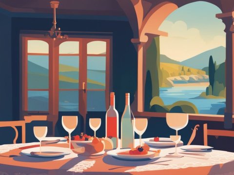 Cozy Dining Table with Scenic River View