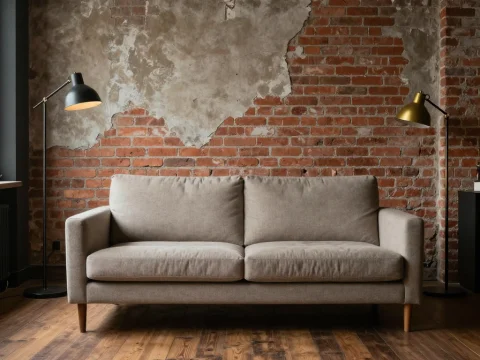 Cozy Industrial Living Room with Exposed Brick Wall