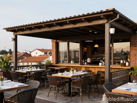 Cozy Italian Rooftop Restaurant with Outdoor Seating