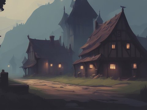 Cozy Medieval Village at Dusk