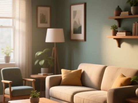 Cozy Modern Living Room with Soft Natural Light