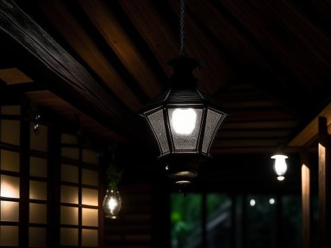 Cozy Wooden Porch Lantern at Night