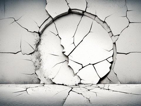 Cracked Circular Wall in Comic Style