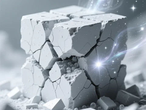 Cracked Industrial Cube with Mystical Energy