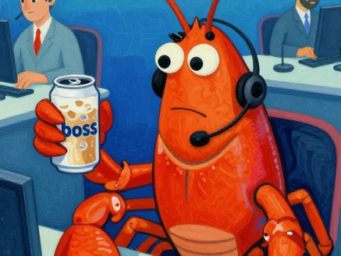 Crayfish Call Centre Agent Holding a Can