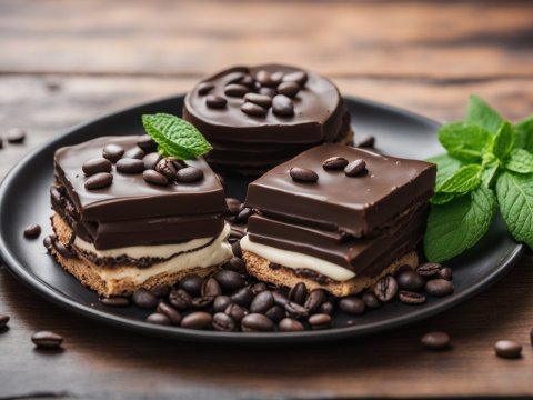 Creamy Layered Chocolate Desserts with Coffee Beans