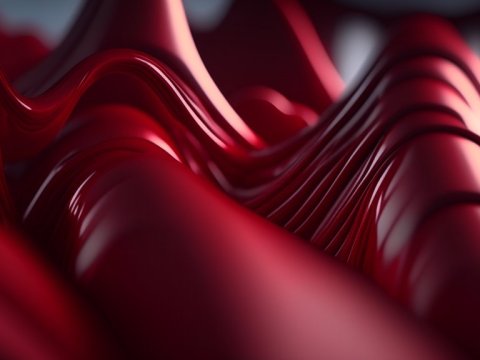 Crimson Tide Abstract Waves in High Gloss