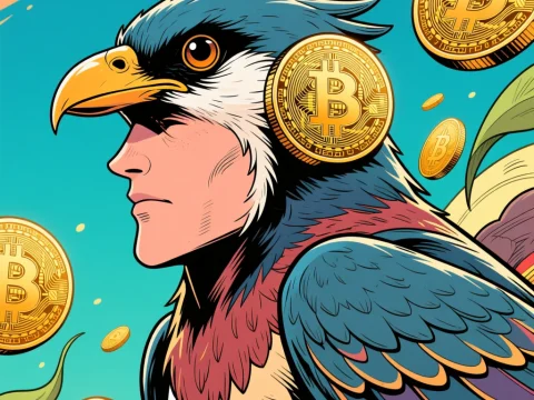 Cryptocurrency Bird Avatar with Bitcoin Coins