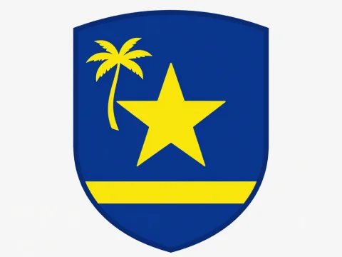 Curacao Football Crest with Yellow Star and Palm Tree