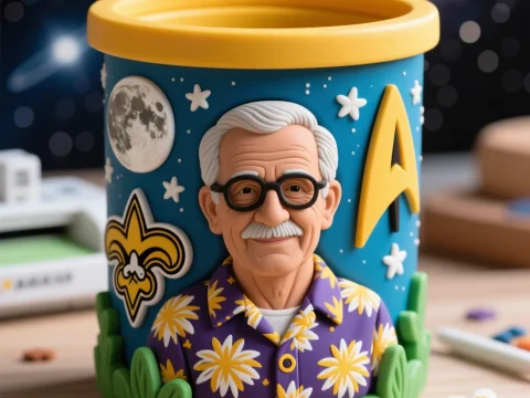 Custom Sci-Fi Clay Urn Featuring Iconic Elderly Man