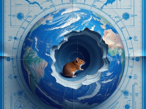 Cutaway Engineering Illustration Explaining Why the Earth Rotates