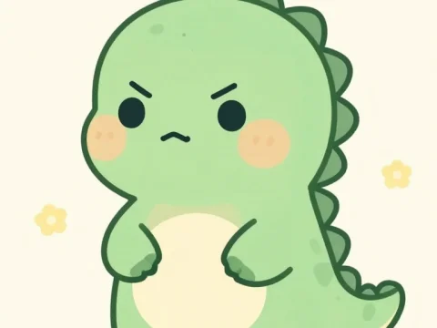 Cute Angry Cartoon Dinosaur