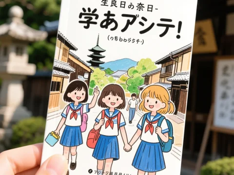 Cute Anime Schoolgirls Walking in Traditional Kyoto Street