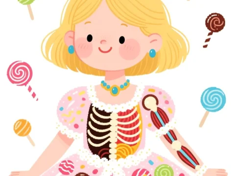 Cute Blonde Candy Queen with Anatomical Details