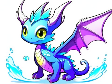 Cute Blue Baby Dragon Cartoon Illustration