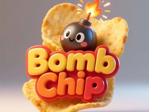 Cute Bomb Chip Game Logo with Playful Design