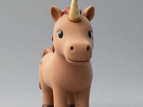 Cute Brown Unicorn Figurine with Simple Design