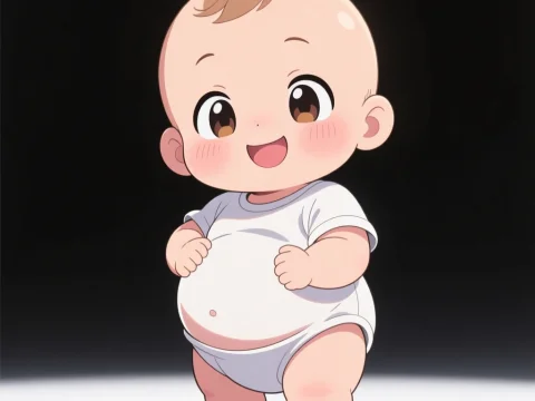 Cute Cartoon Baby Standing Cheerfully
