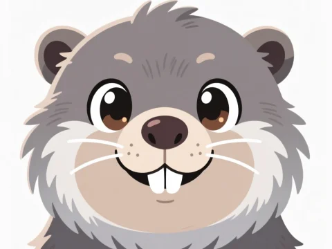 Cute Cartoon Beaver Portrait Illustration