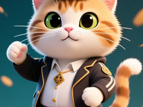 Cute Cartoon Cat in Stylish Uniform