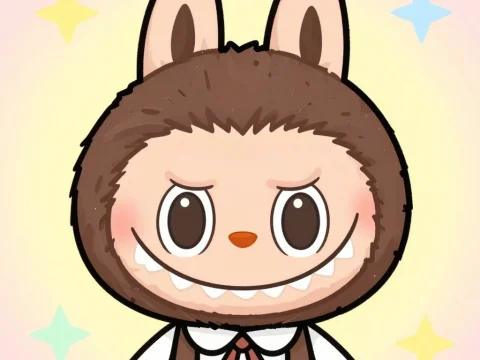 Cute Cartoon Character in Bunny Costume with Mischievous Smile