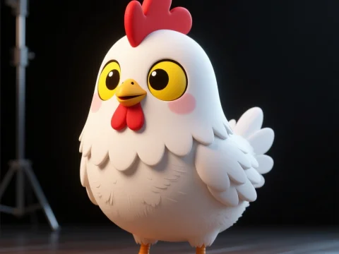 Cute Cartoon Chicken 3D Render