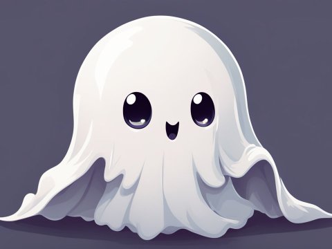 Cute Cartoon Ghost with Big Eyes