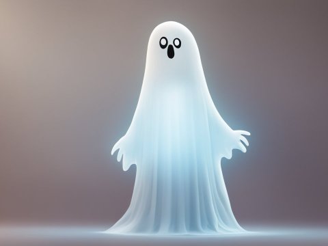 Cute Cartoon Ghost with Surprised Expression
