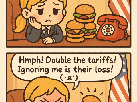 Cute Cartoon on Trade Tariffs and Communication