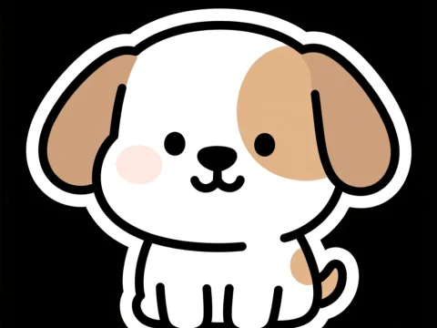 Cute Cartoon Puppy with Brown Spots