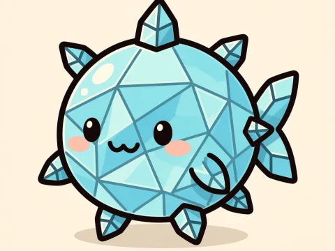 Cute Crystal Blob Fish Cartoon Character