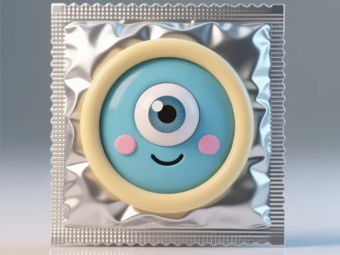 Cute Cyclops Face on Condom Packaging