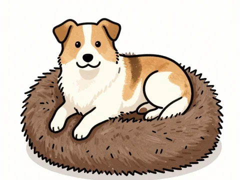 Cute Dog Relaxing on a Fluffy Bed