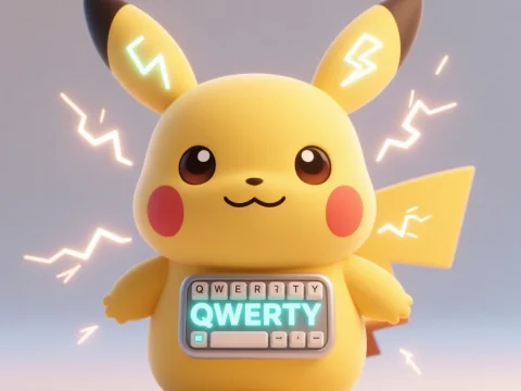 Cute Electric Mascot with QWERTY Keyboard Display