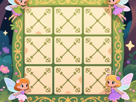 Cute Fairy Tic-Tac-Toe Board in Enchanted Forest