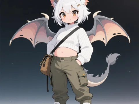 Cute Furry Dragon Character in Casual Outfit
