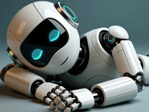 Cute Futuristic Robot Resting Peacefully